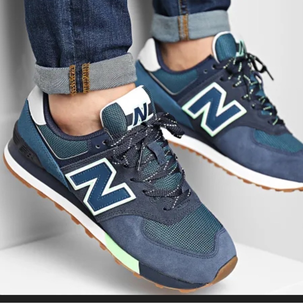 New Balance Navy Blue Teal White Sneakers